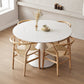 Round White-black Stone Dining Table Modern Turntable Furniture With Pedestal Base White 59.1"L x 59.1"W x 29.5"H Without Chairs Clearhalo 'Dining Tables & Seating' 'Dining Tables' 'dining_table' 'furn' 'furn_dining_table' 'Furniture' 'Kitchen & Dining Furniture' 5597310