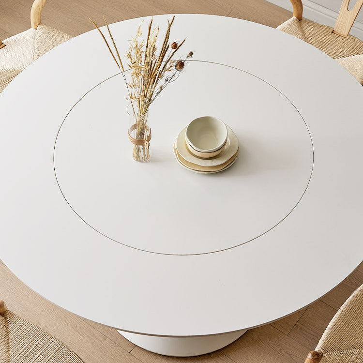 Round White-black Stone Dining Table Modern Turntable Furniture With Pedestal Base Clearhalo 'Dining Tables & Seating' 'Dining Tables' 'dining_table' 'furn' 'furn_dining_table' 'Furniture' 'Kitchen & Dining Furniture' 5597313