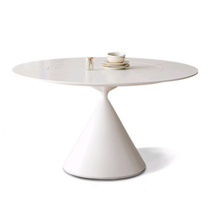 Round White-black Stone Dining Table Modern Turntable Furniture With Pedestal Base White Without Chairs Clearhalo 'Dining Tables & Seating' 'Dining Tables' 'dining_table' 'furn' 'furn_dining_table' 'Furniture' 'Kitchen & Dining Furniture' 5597314