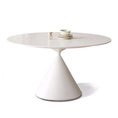 Round White-black Stone Dining Table Modern Turntable Furniture With Pedestal Base White Without Chairs Clearhalo 'Dining Tables & Seating' 'Dining Tables' 'dining_table' 'furn' 'furn_dining_table' 'Furniture' 'Kitchen & Dining Furniture' 5597314