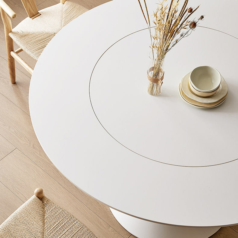 Round White-black Stone Dining Table Modern Turntable Furniture With Pedestal Base Clearhalo 'Dining Tables & Seating' 'Dining Tables' 'dining_table' 'furn' 'furn_dining_table' 'Furniture' 'Kitchen & Dining Furniture' 5597315