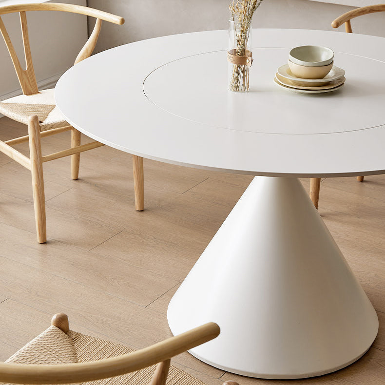 Round White-black Stone Dining Table Modern Turntable Furniture With Pedestal Base Clearhalo 'Dining Tables & Seating' 'Dining Tables' 'dining_table' 'furn' 'furn_dining_table' 'Furniture' 'Kitchen & Dining Furniture' 5597316