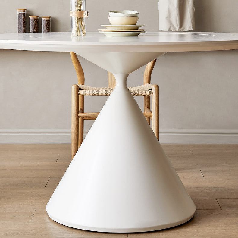 Round White-black Stone Dining Table Modern Turntable Furniture With Pedestal Base Clearhalo 'Dining Tables & Seating' 'Dining Tables' 'dining_table' 'furn' 'furn_dining_table' 'Furniture' 'Kitchen & Dining Furniture' 5597317