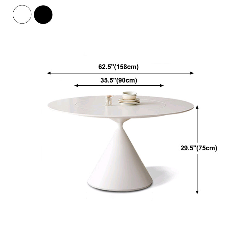Round White-black Stone Dining Table Modern Turntable Furniture With Pedestal Base Clearhalo 'Dining Tables & Seating' 'Dining Tables' 'dining_table' 'furn' 'furn_dining_table' 'Furniture' 'Kitchen & Dining Furniture' 5597320