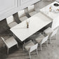 Rectangular Stone White-gray Dining Table Modern Furniture with Acrylic Double Pedestal