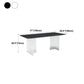 Rectangular Stone White-gray Dining Table Modern Furniture with Acrylic Double Pedestal
