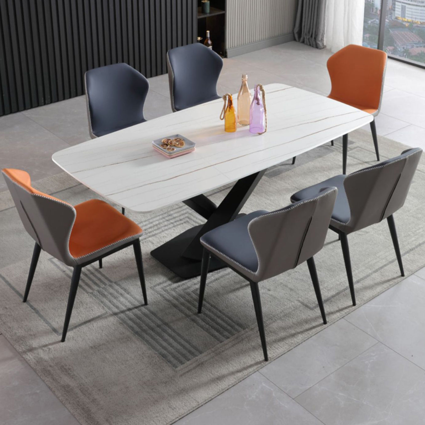 Rectangular Sintered Stone Dining Table Modern Dining Table with Steel Base for Home White Gold Without Chairs Clearhalo 'Dining Tables & Seating' 'Dining Tables' 'dining_table' 'furn' 'furn_dining_table' 'Furniture' 'Kitchen & Dining Furniture' 5597343