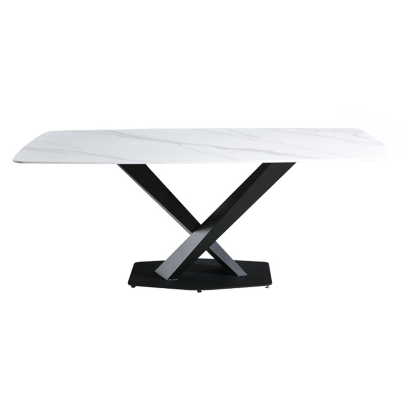 Rectangular Sintered Stone Dining Table Modern Dining Table with Steel Base for Home White Without Chairs Clearhalo 'Dining Tables & Seating' 'Dining Tables' 'dining_table' 'furn' 'furn_dining_table' 'Furniture' 'Kitchen & Dining Furniture' 5597347