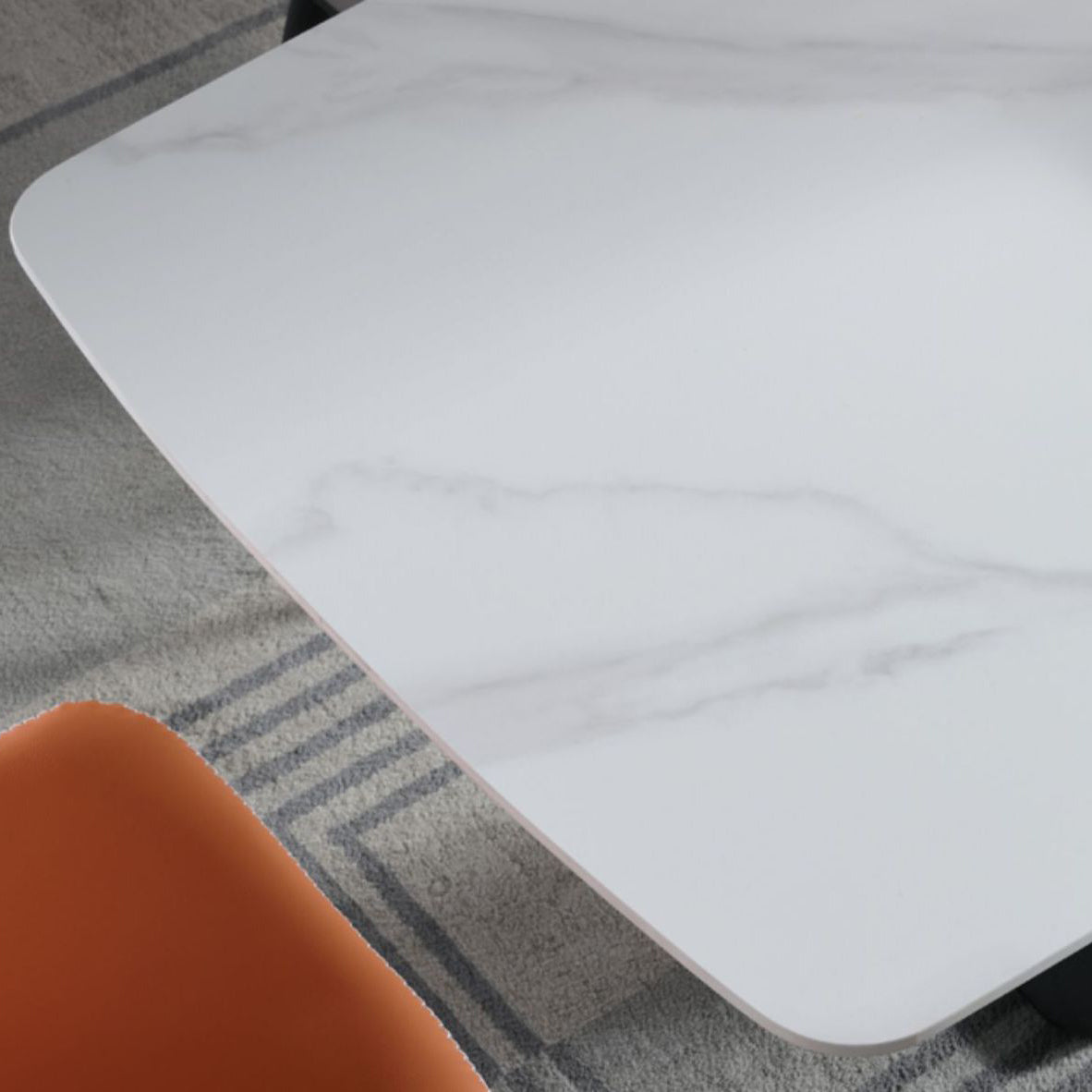 Rectangular Sintered Stone Dining Table Modern Dining Table with Steel Base for Home Clearhalo 'Dining Tables & Seating' 'Dining Tables' 'dining_table' 'furn' 'furn_dining_table' 'Furniture' 'Kitchen & Dining Furniture' 5597348