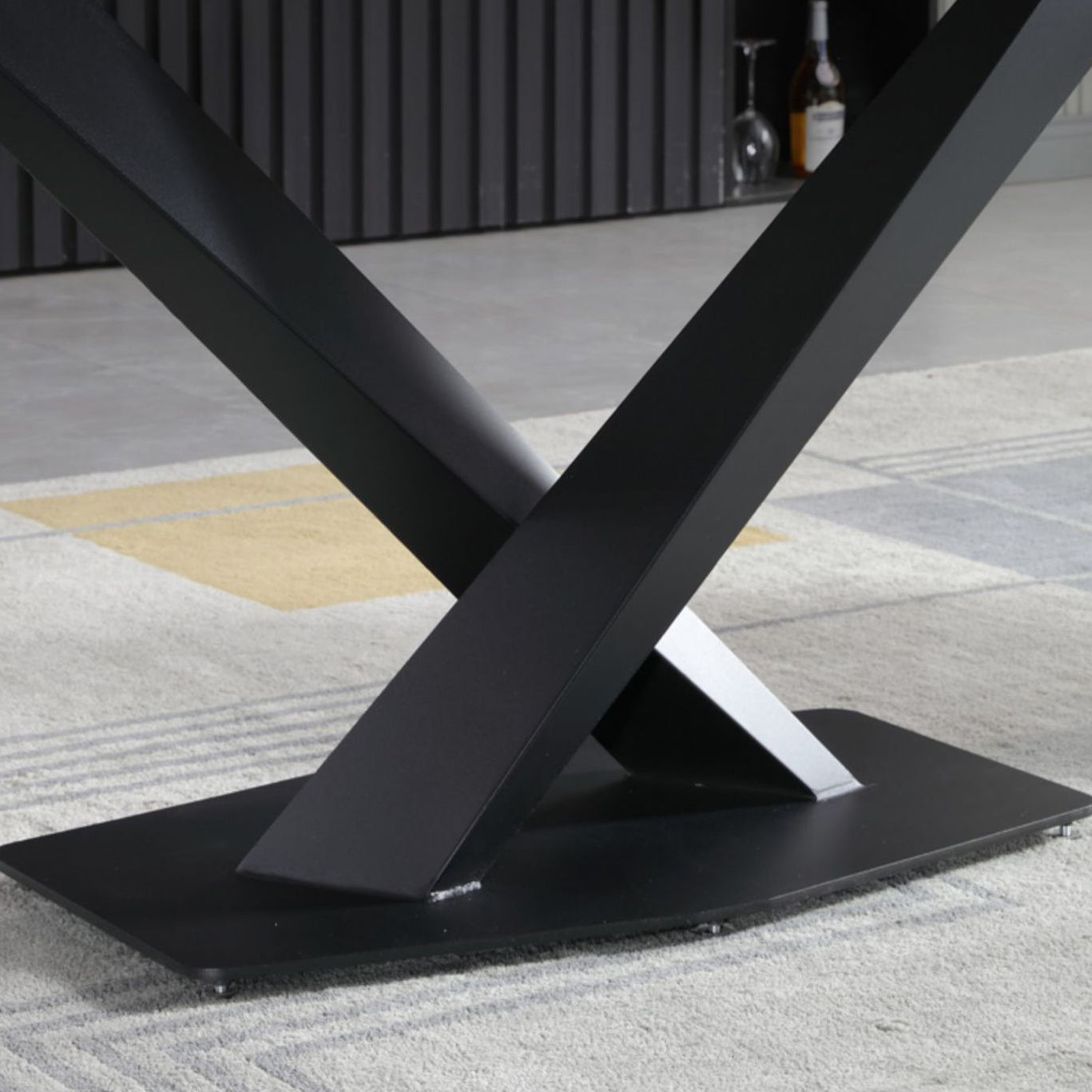 Rectangular Sintered Stone Dining Table Modern Dining Table with Steel Base for Home Clearhalo 'Dining Tables & Seating' 'Dining Tables' 'dining_table' 'furn' 'furn_dining_table' 'Furniture' 'Kitchen & Dining Furniture' 5597351