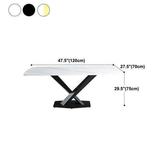Rectangular Sintered Stone Dining Table Modern Dining Table with Steel Base for Home Clearhalo 'Dining Tables & Seating' 'Dining Tables' 'dining_table' 'furn' 'furn_dining_table' 'Furniture' 'Kitchen & Dining Furniture' 5597356