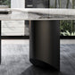 Rectangular Stone Dining Table Modern Green White Gold Furniture with Double Pedestal