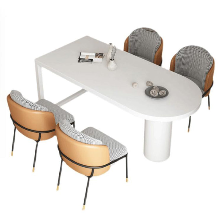 Tavolo da pranzo in pietra rotonda moderno mobili in legno massiccio nero con doppio piedistallo