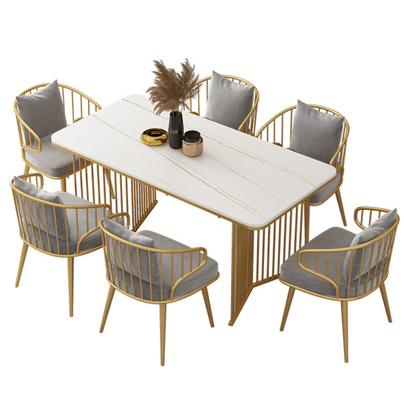 Rectangular Sintered Stone Dining Table Modern Black-white Furniture with Double Pedestal