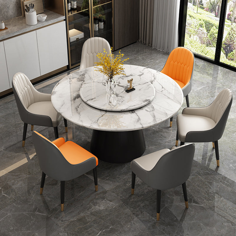 White Round Stone Dining Table Modern Convertible Furniture with Pedestal Base for Home White Without Chairs Clearhalo 'Dining Tables & Seating' 'Dining Tables' 'dining_table' 'furn' 'furn_dining_table' 'Furniture' 'Kitchen & Dining Furniture' 5597639