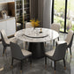 White Round Stone Dining Table Modern Convertible Furniture with Pedestal Base for Home White 53.1"L x 53.1"W x 29.5"H Without Chairs Clearhalo 'Dining Tables & Seating' 'Dining Tables' 'dining_table' 'furn' 'furn_dining_table' 'Furniture' 'Kitchen & Dining Furniture' 5597640