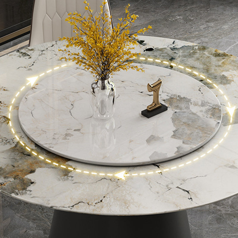 White Round Stone Dining Table Modern Convertible Furniture with Pedestal Base for Home Clearhalo 'Dining Tables & Seating' 'Dining Tables' 'dining_table' 'furn' 'furn_dining_table' 'Furniture' 'Kitchen & Dining Furniture' 5597643