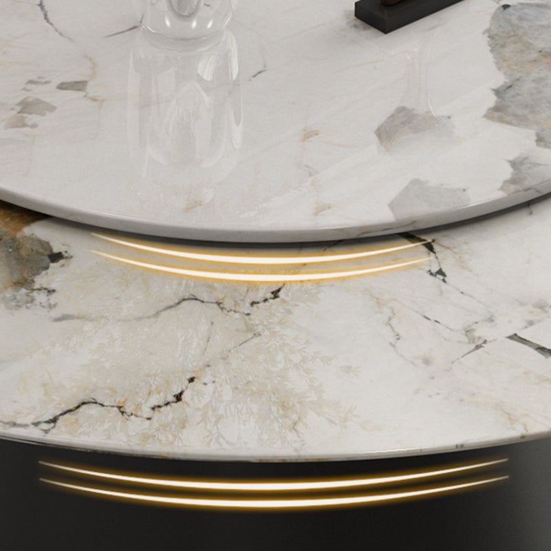 White Round Stone Dining Table Modern Convertible Furniture with Pedestal Base for Home Clearhalo 'Dining Tables & Seating' 'Dining Tables' 'dining_table' 'furn' 'furn_dining_table' 'Furniture' 'Kitchen & Dining Furniture' 5597644
