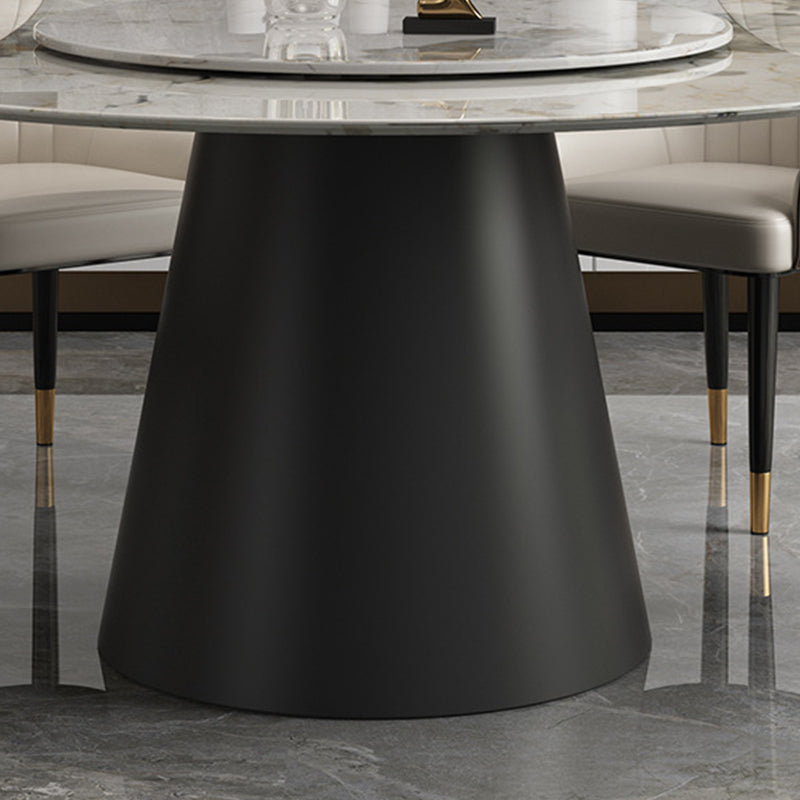 White Round Stone Dining Table Modern Convertible Furniture with Pedestal Base for Home Clearhalo 'Dining Tables & Seating' 'Dining Tables' 'dining_table' 'furn' 'furn_dining_table' 'Furniture' 'Kitchen & Dining Furniture' 5597645