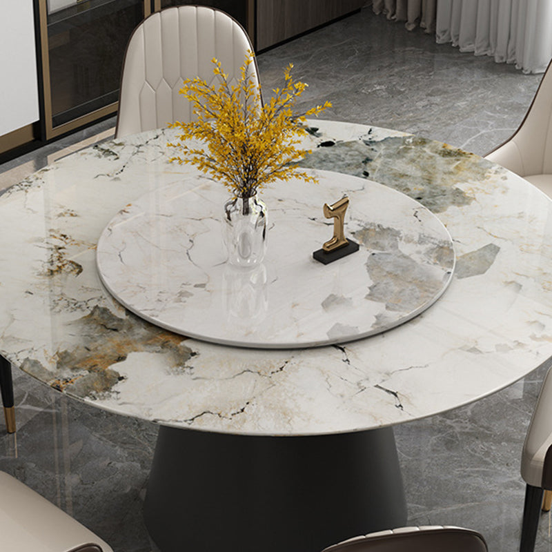 White Round Stone Dining Table Modern Convertible Furniture with Pedestal Base for Home Clearhalo 'Dining Tables & Seating' 'Dining Tables' 'dining_table' 'furn' 'furn_dining_table' 'Furniture' 'Kitchen & Dining Furniture' 5597646