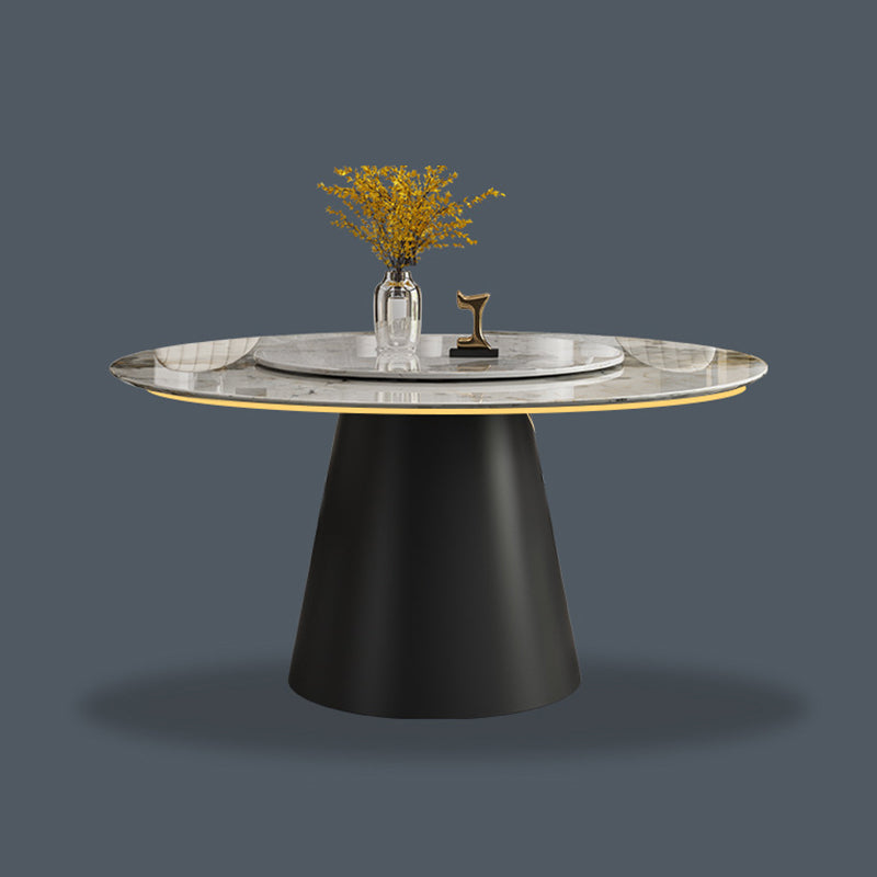 White Round Stone Dining Table Modern Convertible Furniture with Pedestal Base for Home Clearhalo 'Dining Tables & Seating' 'Dining Tables' 'dining_table' 'furn' 'furn_dining_table' 'Furniture' 'Kitchen & Dining Furniture' 5597647