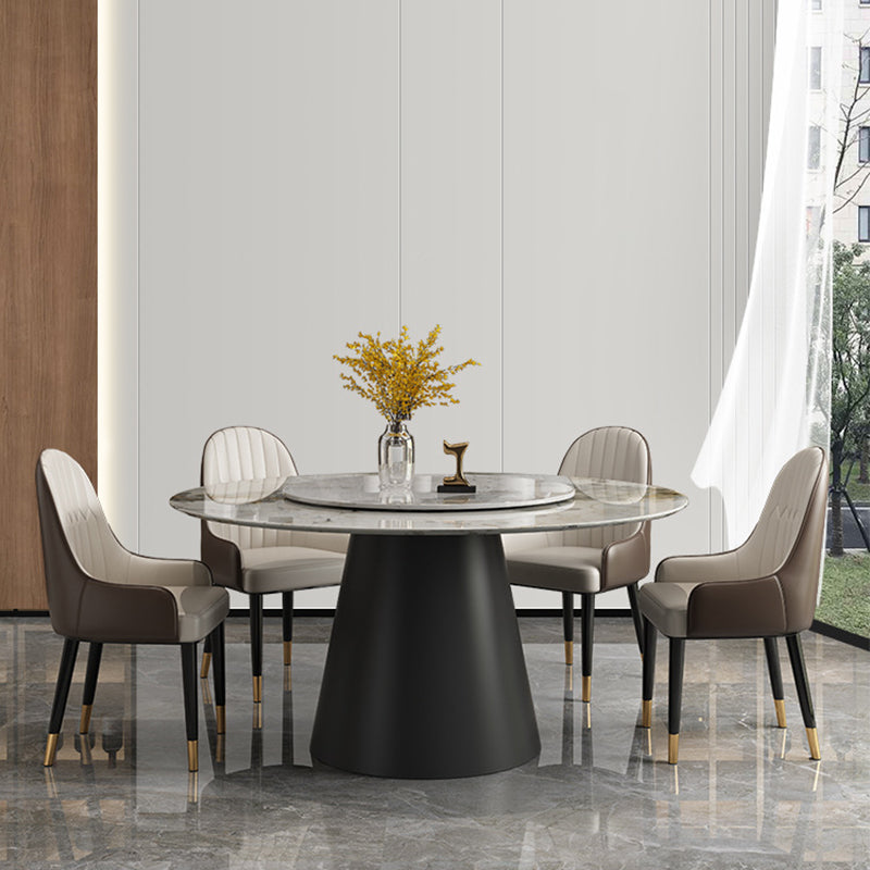 White Round Stone Dining Table Modern Convertible Furniture with Pedestal Base for Home Clearhalo 'Dining Tables & Seating' 'Dining Tables' 'dining_table' 'furn' 'furn_dining_table' 'Furniture' 'Kitchen & Dining Furniture' 5597651