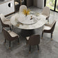 White Round Stone Dining Table Modern Convertible Furniture with Pedestal Base for Home Clearhalo 'Dining Tables & Seating' 'Dining Tables' 'dining_table' 'furn' 'furn_dining_table' 'Furniture' 'Kitchen & Dining Furniture' 5597652