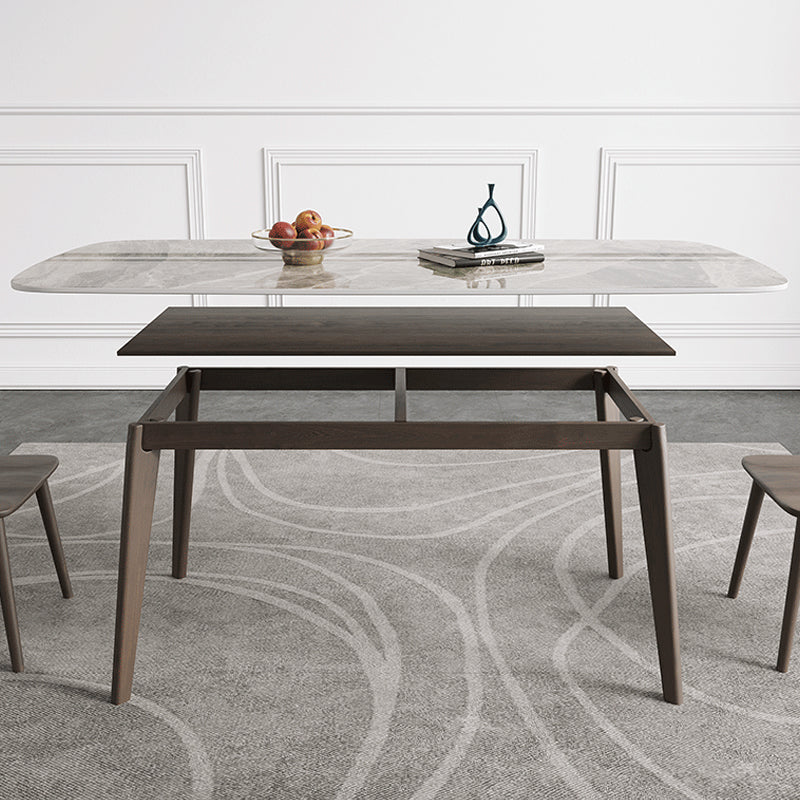 Mid-Century Modern Dining Table Rectangle Dining Table with 4 Legs