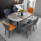 Contemporary Stone Dining Table Round Dining Table with 4 Wood Legs in Black