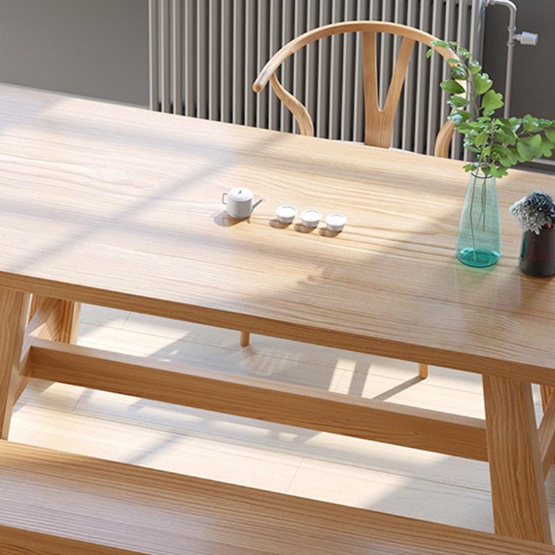 Modern Pine Trestle Dining Table Wood Rectangle Table in Natural Clearhalo 'Dining Tables & Seating' 'Dining Tables' 'dining_table' 'furn' 'furn_dining_table' 'Furniture' 'Kitchen & Dining Furniture' 5597705