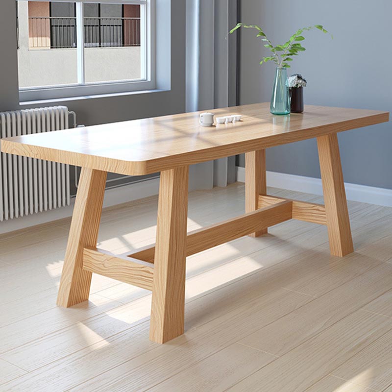 Modern Pine Trestle Dining Table Wood Rectangle Table in Natural Clearhalo 'Dining Tables & Seating' 'Dining Tables' 'dining_table' 'furn' 'furn_dining_table' 'Furniture' 'Kitchen & Dining Furniture' 5597708