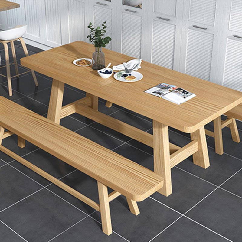 Modern Pine Trestle Dining Table Wood Rectangle Table in Natural Clearhalo 'Dining Tables & Seating' 'Dining Tables' 'dining_table' 'furn' 'furn_dining_table' 'Furniture' 'Kitchen & Dining Furniture' 5597709