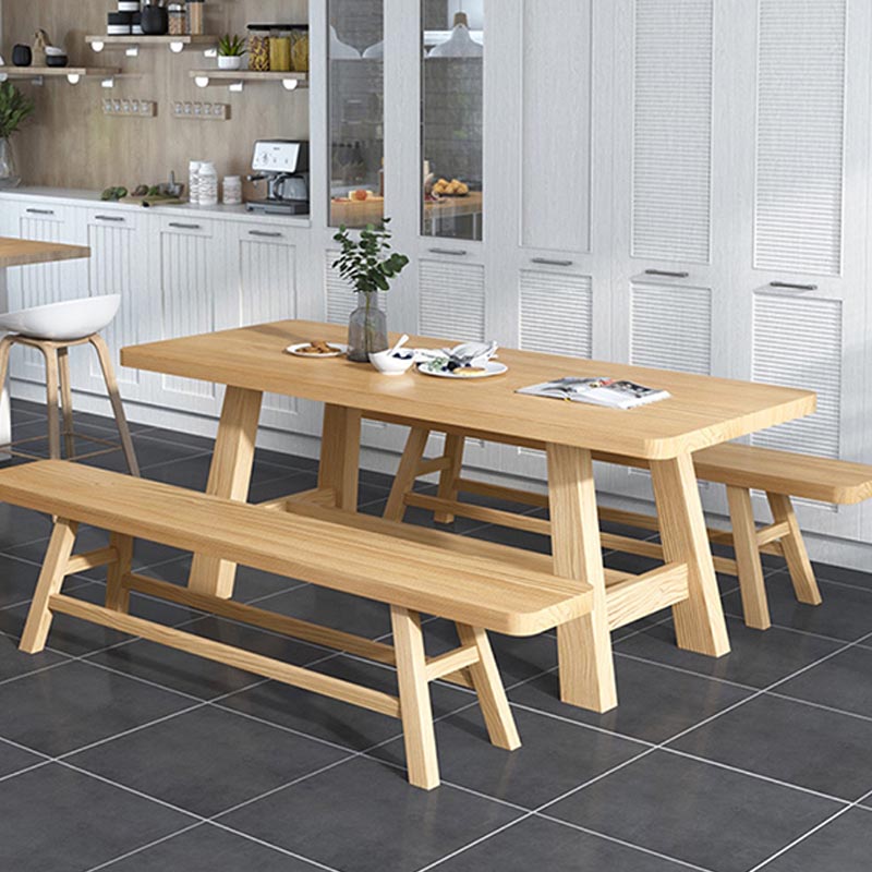 Modern Pine Trestle Dining Table Wood Rectangle Table in Natural Clearhalo 'Dining Tables & Seating' 'Dining Tables' 'dining_table' 'furn' 'furn_dining_table' 'Furniture' 'Kitchen & Dining Furniture' 5597710