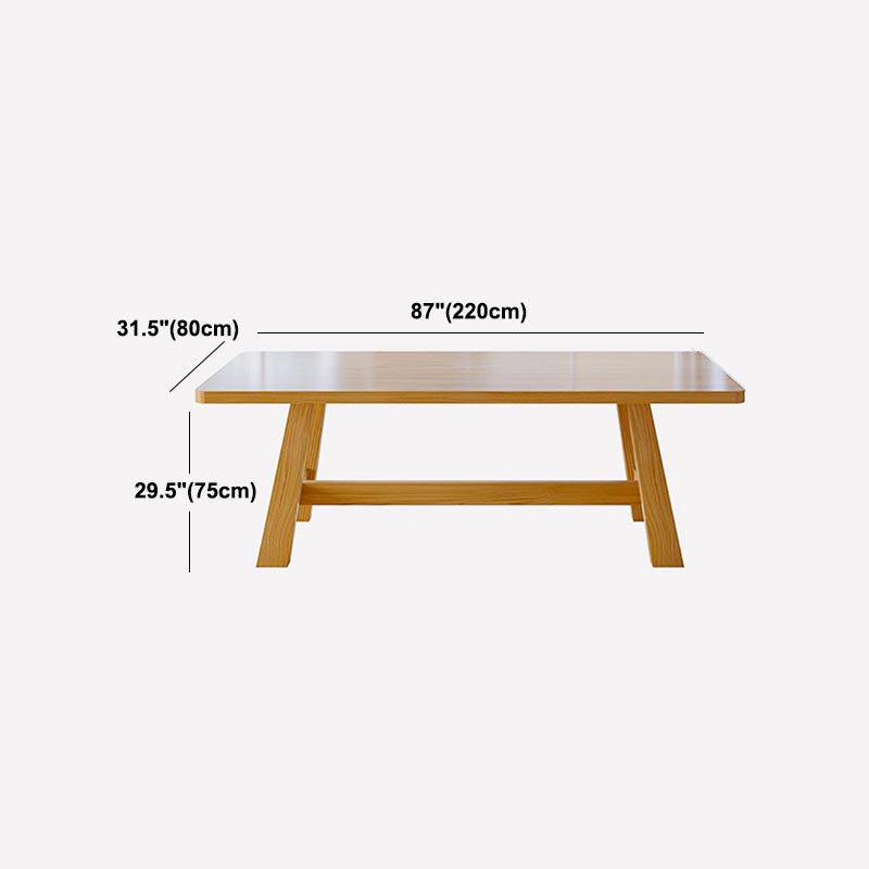 Modern Pine Trestle Dining Table Wood Rectangle Table in Natural Clearhalo 'Dining Tables & Seating' 'Dining Tables' 'dining_table' 'furn' 'furn_dining_table' 'Furniture' 'Kitchen & Dining Furniture' 5597718