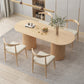 Modern Wood Double Pedestal Dining Table Natural Oval Table for Kitchen 63"L x 31.5"W x 29.5"H Without Chairs Clearhalo 'Dining Tables & Seating' 'Dining Tables' 'dining_table' 'furn' 'furn_dining_table' 'Furniture' 'Kitchen & Dining Furniture' 5597736