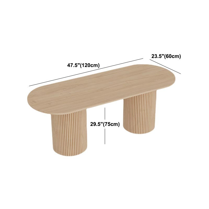 Modern Wood Double Pedestal Dining Table Natural Oval Table for Kitchen Clearhalo 'Dining Tables & Seating' 'Dining Tables' 'dining_table' 'furn' 'furn_dining_table' 'Furniture' 'Kitchen & Dining Furniture' 5597750