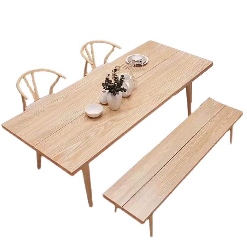 Mesa de comedor de rectángulo de madera natural Ceniza Mesa moderna con 4 patas