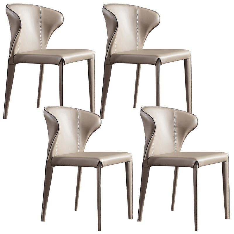 Upholstered Armless Dining Chairs Modern Faux Leather Side Chair