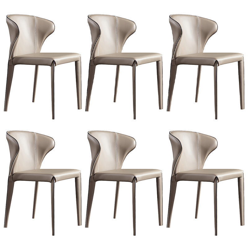 Upholstered Armless Dining Chairs Modern Faux Leather Side Chair
