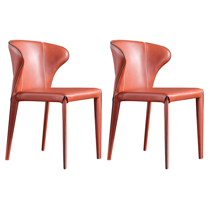 Upholstered Armless Dining Chairs Modern Faux Leather Side Chair