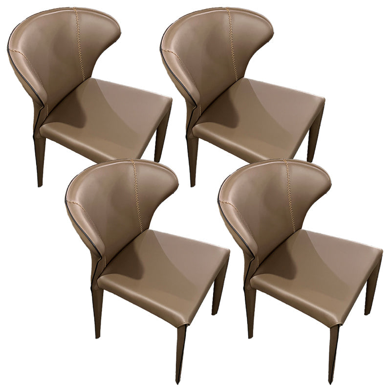 Upholstered Armless Dining Chairs Modern Faux Leather Side Chair
