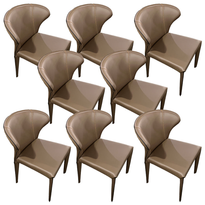 Upholstered Armless Dining Chairs Modern Faux Leather Side Chair
