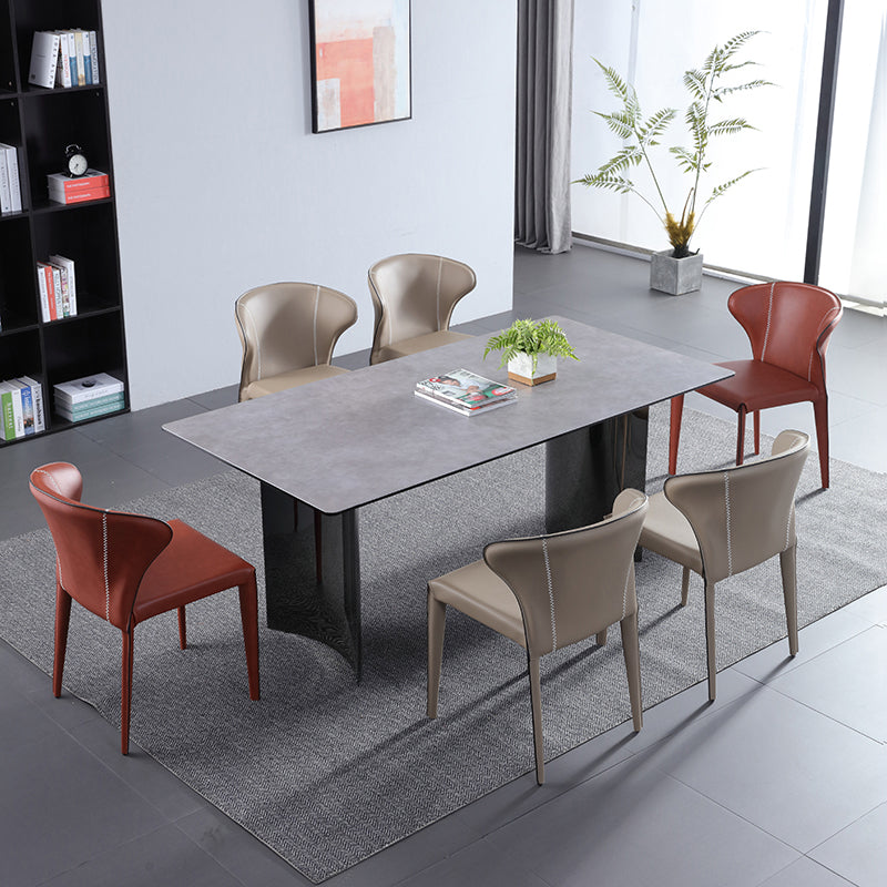 Upholstered Armless Dining Chairs Modern Faux Leather Side Chair