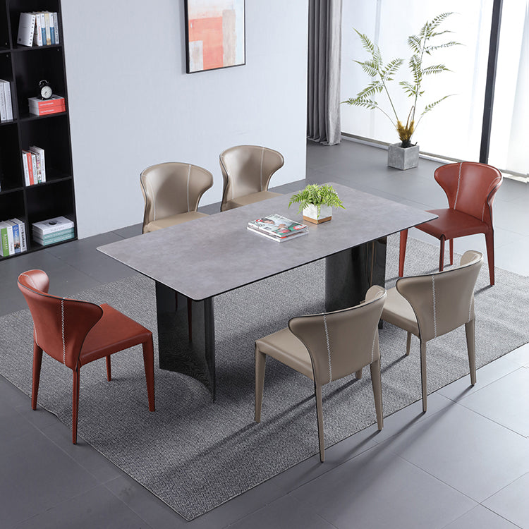 Upholstered Armless Dining Chairs Modern Faux Leather Side Chair