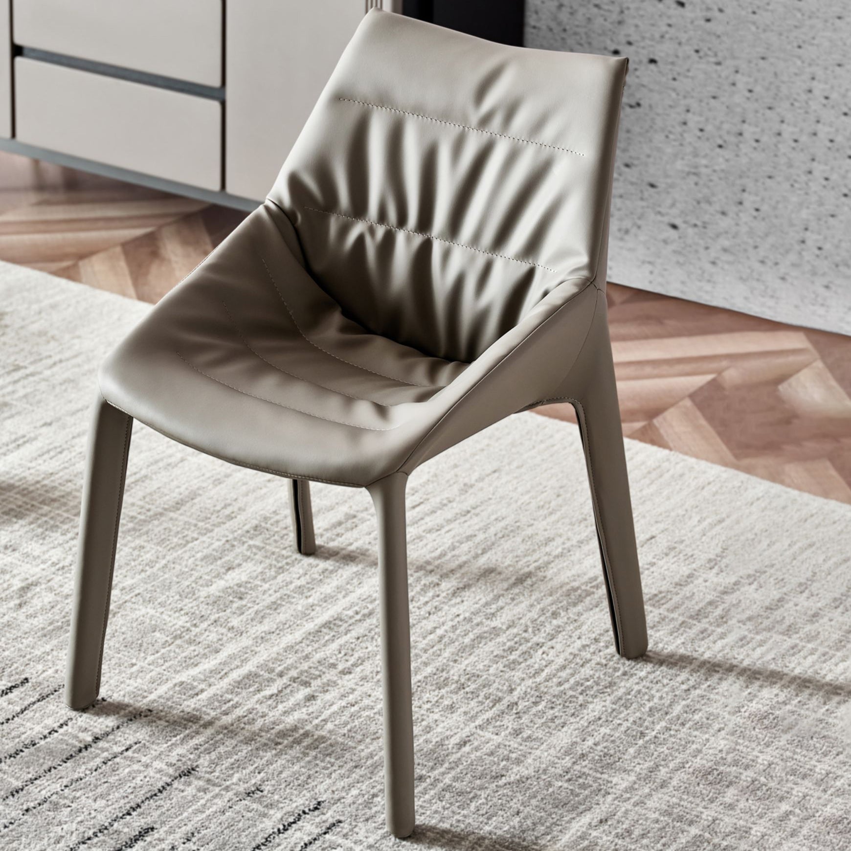 Modern Gray Dining Side Chair Faux Leather Armless Dining Chairs Clearhalo 'Dining Chairs' 'Dining Tables & Seating' 'dining_chair' 'furn' 'furn_dining_chair' 'Furniture' 'Kitchen & Dining Furniture' 5597858