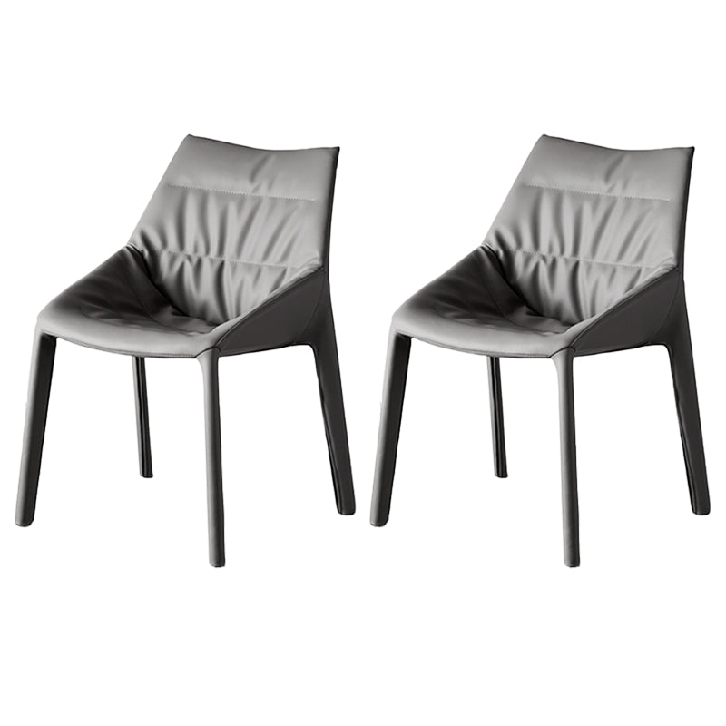 Modern Gray Dining Side Chair Faux Leather Armless Dining Chairs Grey 2 Piece Set Clearhalo 'Dining Chairs' 'Dining Tables & Seating' 'dining_chair' 'furn' 'furn_dining_chair' 'Furniture' 'Kitchen & Dining Furniture' 5597859