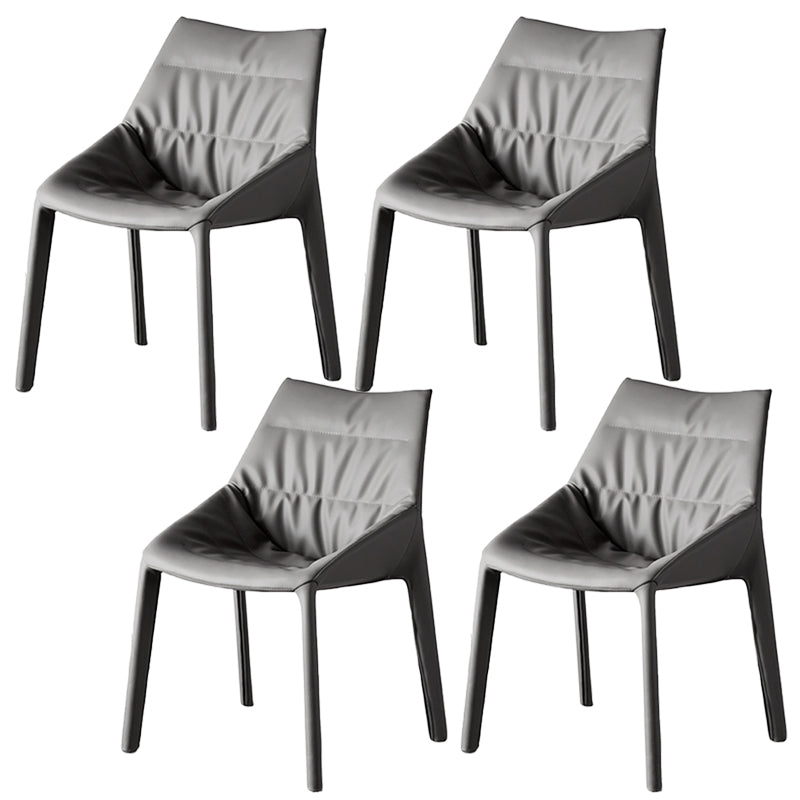Modern Gray Dining Side Chair Faux Leather Armless Dining Chairs Grey 4 Piece Set Clearhalo 'Dining Chairs' 'Dining Tables & Seating' 'dining_chair' 'furn' 'furn_dining_chair' 'Furniture' 'Kitchen & Dining Furniture' 5597860