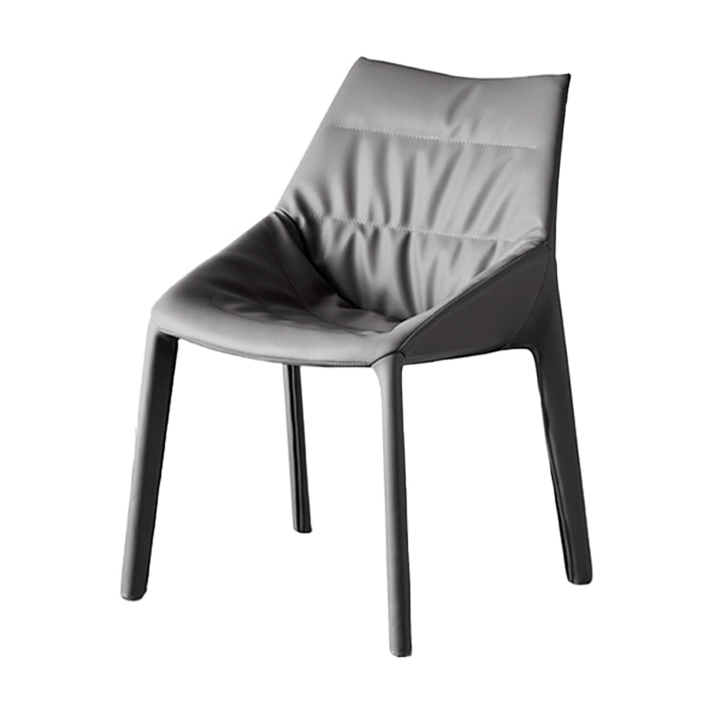 Modern Gray Dining Side Chair Faux Leather Armless Dining Chairs Grey 1 Piece Clearhalo 'Dining Chairs' 'Dining Tables & Seating' 'dining_chair' 'furn' 'furn_dining_chair' 'Furniture' 'Kitchen & Dining Furniture' 5597862