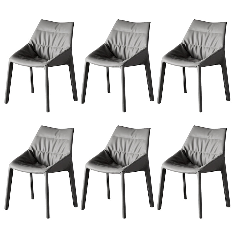 Modern Gray Dining Side Chair Faux Leather Armless Dining Chairs Grey 6 Piece Set Clearhalo 'Dining Chairs' 'Dining Tables & Seating' 'dining_chair' 'furn' 'furn_dining_chair' 'Furniture' 'Kitchen & Dining Furniture' 5597863