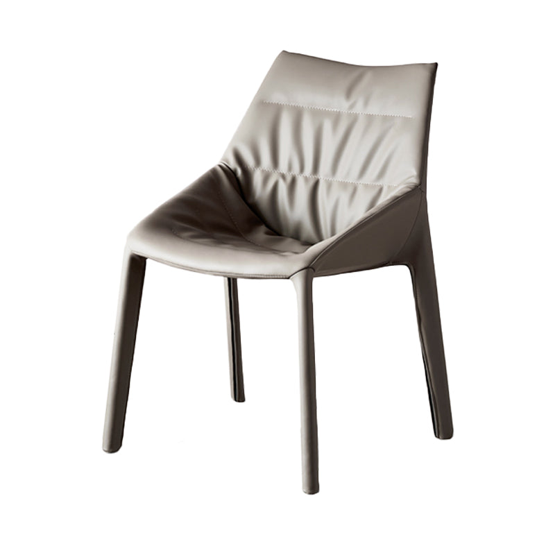 Modern Gray Dining Side Chair Faux Leather Armless Dining Chairs Gray-Khaki 1 Piece Clearhalo 'Dining Chairs' 'Dining Tables & Seating' 'dining_chair' 'furn' 'furn_dining_chair' 'Furniture' 'Kitchen & Dining Furniture' 5597864